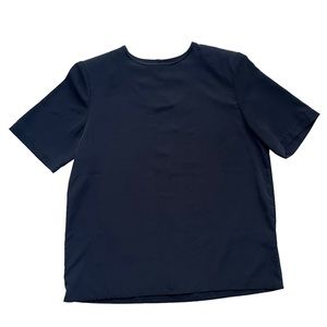 Liz Baker Essentials Women’s M Black Polyester Shoulder Pads Short Sleeve Blouse